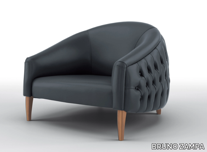 MARYLOU - Tufted leather armchair with armrests _ BRUNO ZAMPA