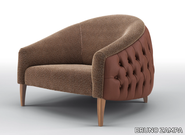 MARYLOU - Tufted armchair in fabric and leather _ BRUNO ZAMPA
