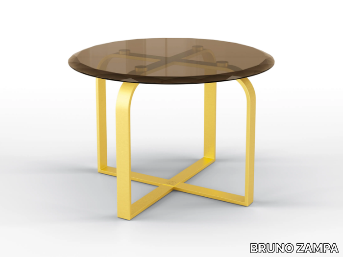 TULIP - Round metal coffee table and bronze glass top _ BRUNO ZAMPA