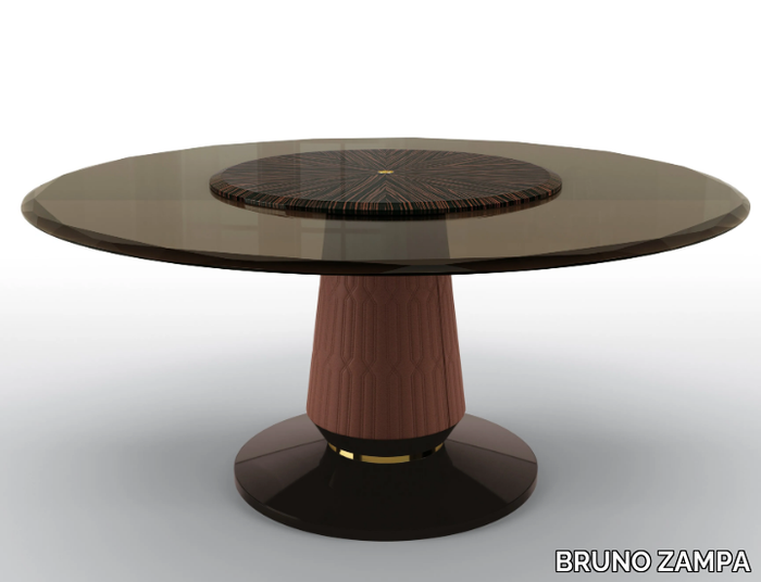 OMEGA - Round glass table with Lazy Susan _ BRUNO ZAMPA