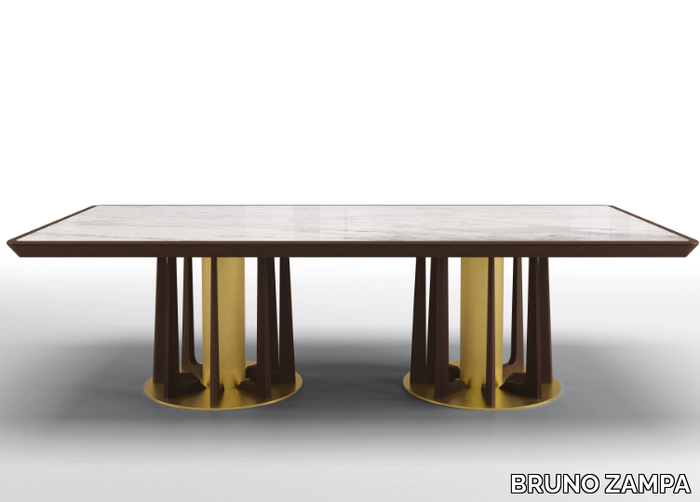 PETRUS - Rectangular table in calacatta marble and canaletto walnut _ BRUNO ZAMPA