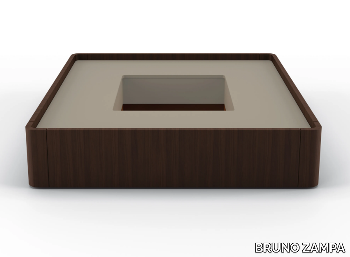 WAVE - Low square coffee table in walnut and lacquered top _ BRUNO ZAMPA