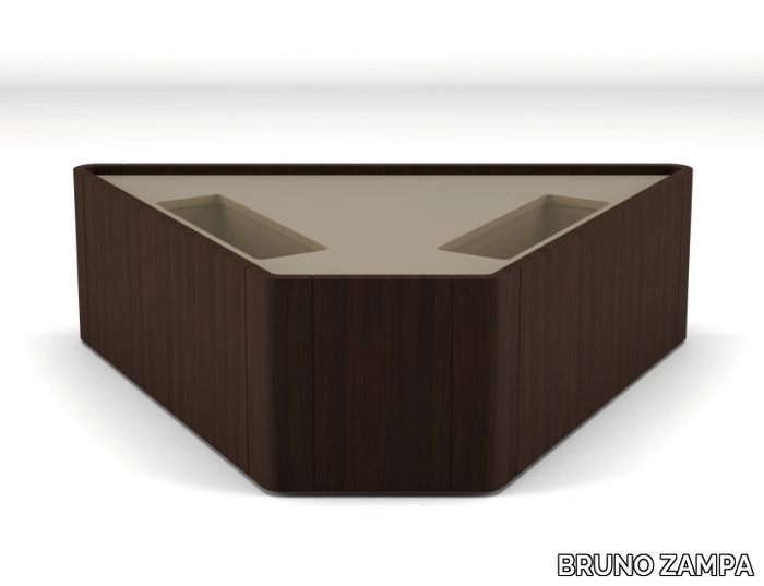 WAVE - Trapezoidal table in walnut and lacquered top _ BRUNO ZAMPA