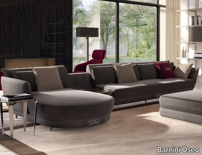 ROBERTO BARNINI - 4 seater fabric sofa with chaise longue _ Barnini Oseo