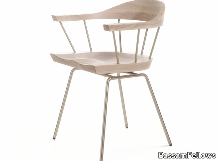 SPINDLE - Steel and wood chair with armrests _ BassamFellows