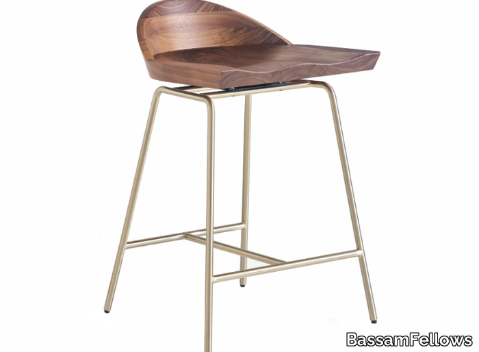 SPINDLE - Steel and wood counter stool with back _ BassamFellows