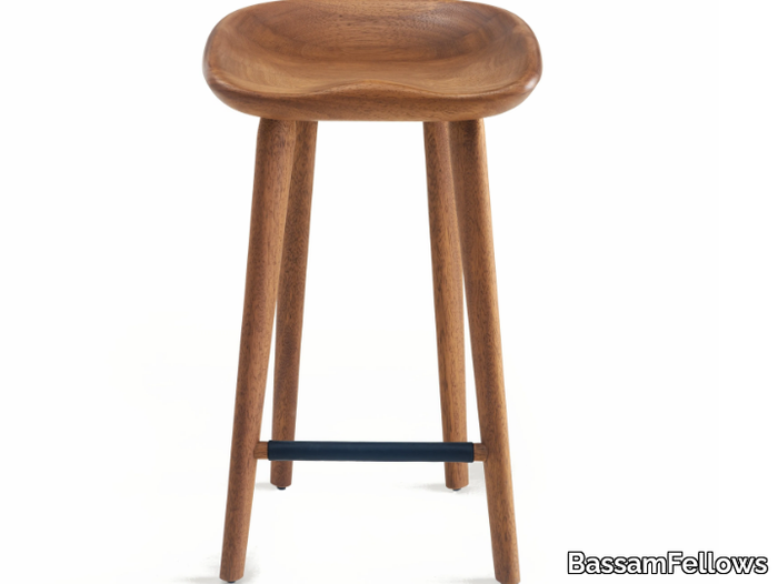 TRACTOR - Solid wood counter stool with footrest _ BassamFellows