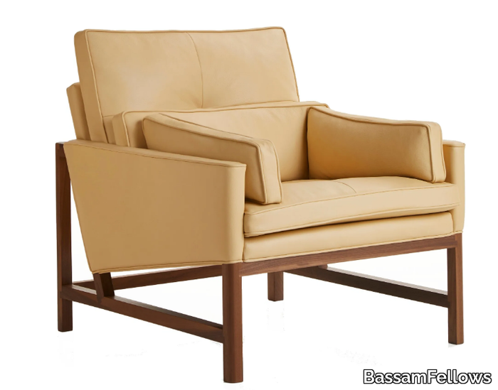 WOOD FRAME LOUNGE - Low back wood and upoholstered lounge chair _ BassamFellows