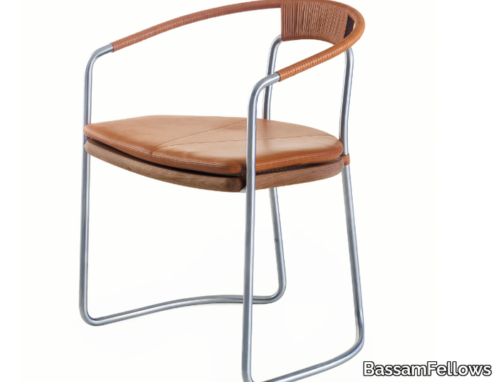 GEOMETRIC - Wood and steel chair with armrests _ BassamFellows