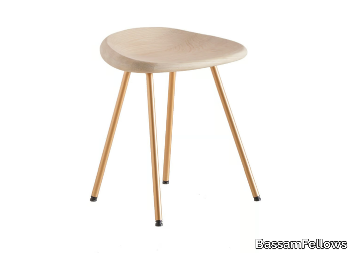 PEBBLE - Steel and wood stool _ BassamFellows