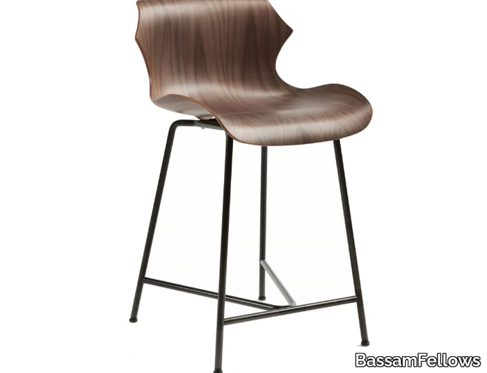 PETAL - Wood and steel counter stool with back _ BassamFellows