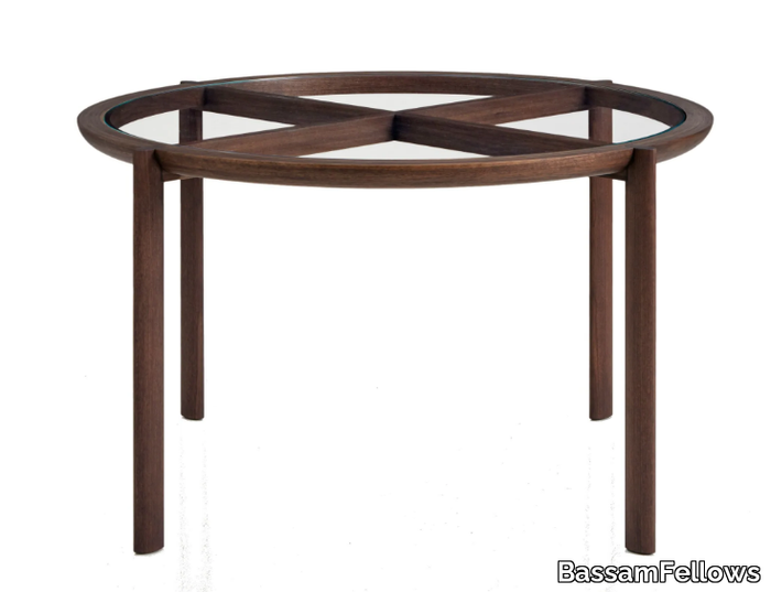 SPOKE - Round wood and glass table _ BassamFellows