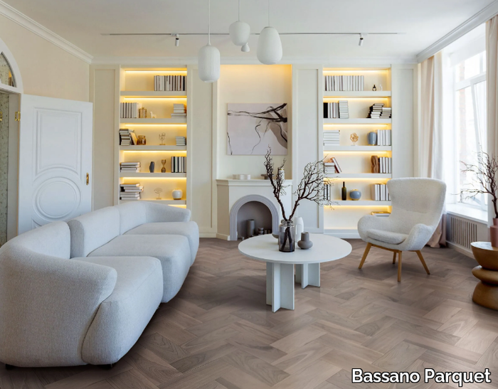 PONY TAIL HERRINGBONE 60° AMERICAN WALNUT WINTER - Walnut parquet _ Bassano Parquet