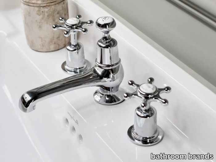 CLAREMONT - 3 hole countertop washbasin tap with pop up waste _ bathroom brands