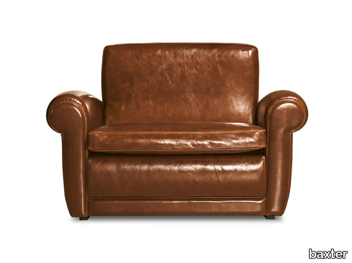 MICKEY EXTRA - Leather armchair with armrests _ BAXTER