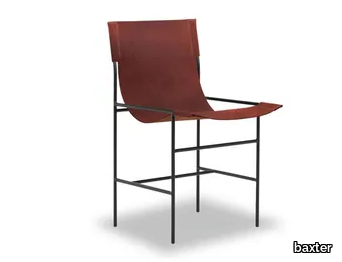 LEGGIA - Tanned leather chair with armrests _ BAXTER