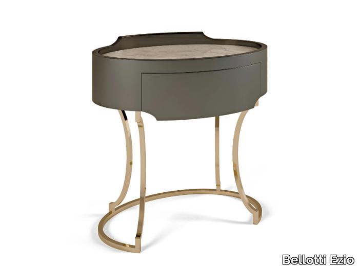 HOTEL DE VILLE - Oval ebony bedside table with drawers _ Bellotti Ezio