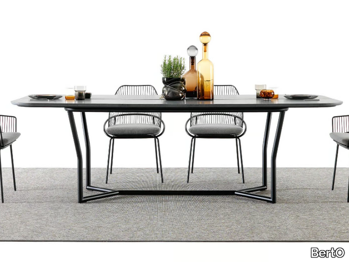 CJ - Stainless steel garden table with Lava Stone top _ BertO