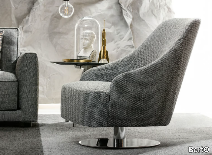 EMILIA - Swivel upholstered fabric armchair _ BertO