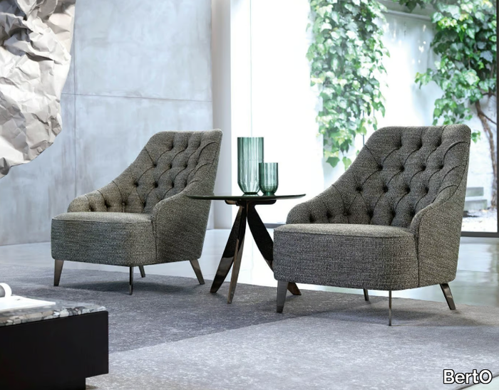 EMILIA - Tufted upholstered fabric armchair _ BertO