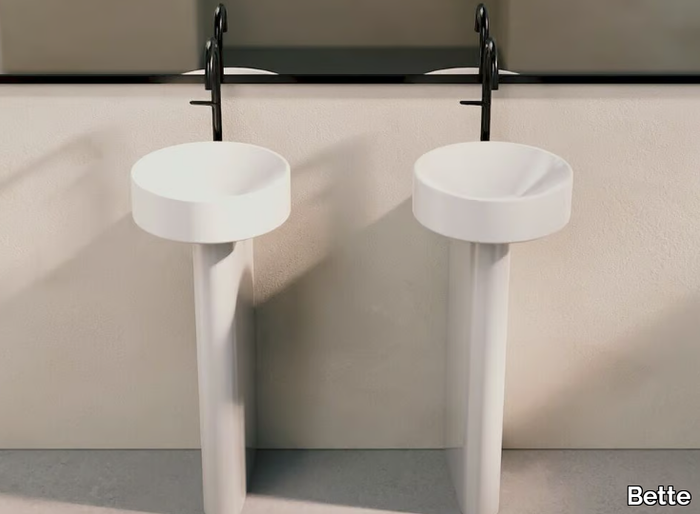 BETTESUNO PEDESTAL - Round freestanding enamelled steel washbasin _ Bette