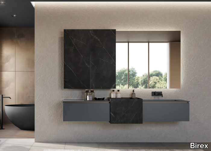 FACTO COMP. 5 - Wall-mounted vanity unit with mirror _ Birex