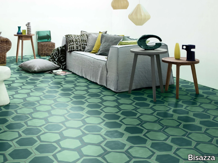 ON/OFF TEAL - Handmade cement tiles _ Bisazza