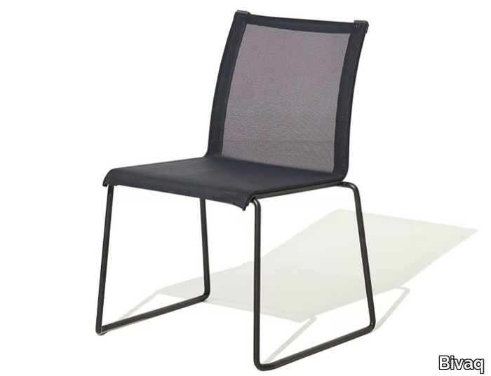 CLUB - Stackable sled base Vinytex garden chair _ Bivaq