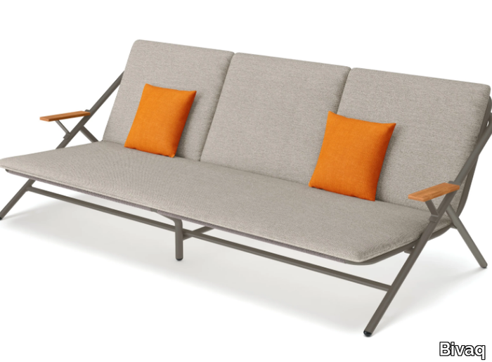 GARDA - 3 seater aluminium and fabric garden sofa _ Bivaq