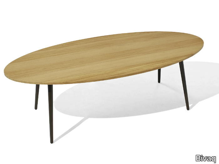 VINT - Oval low iroko garden side table _ Bivaq