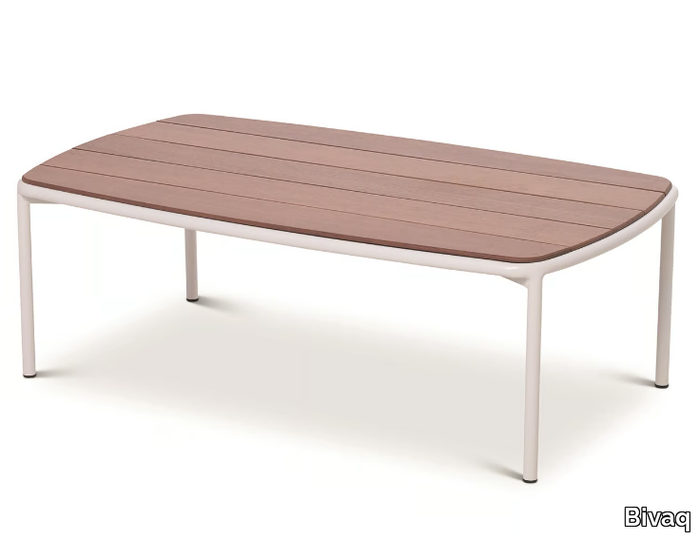 TEJA - Low rectangular steel and wood coffee table _ Bivaq