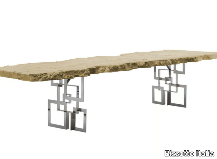 SIDNEY - Rectangular steel and wood table _ Bizzotto Italia