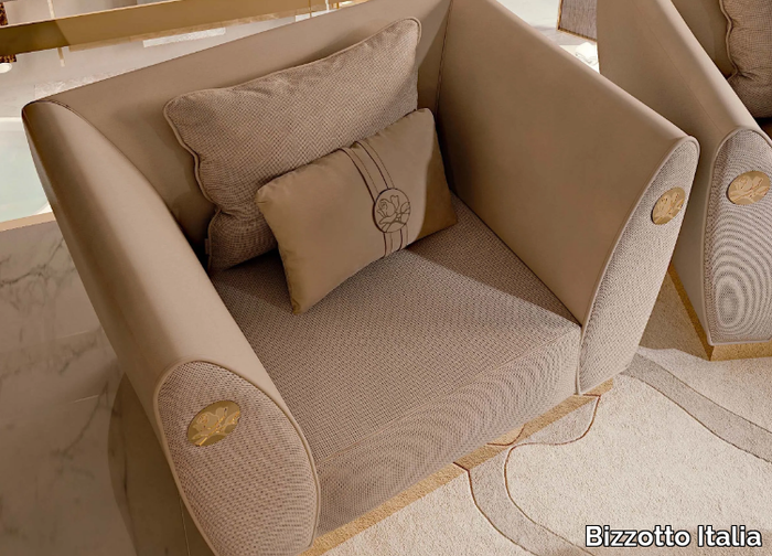 SYMPHONY - Fabric armchair with armrests _ Bizzotto Italia