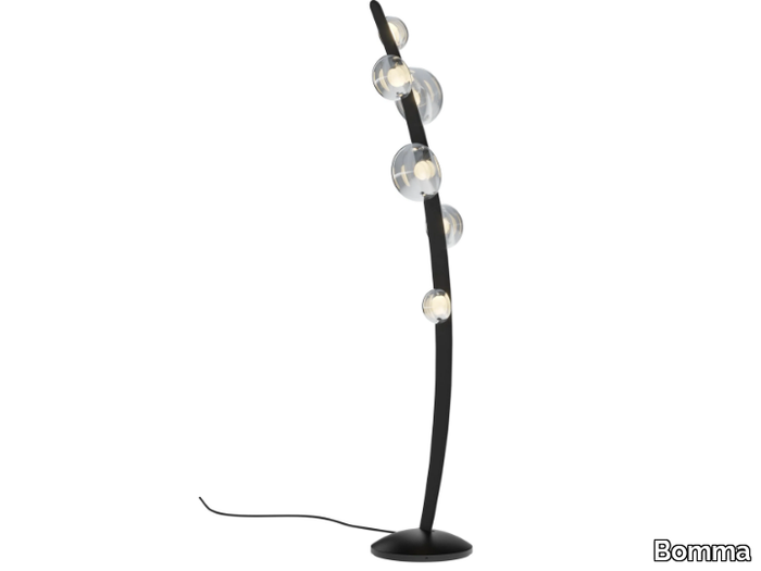 DEW DROPS - LED vegan leather floor lamp with mouth-blown crystal elements _ Bomma