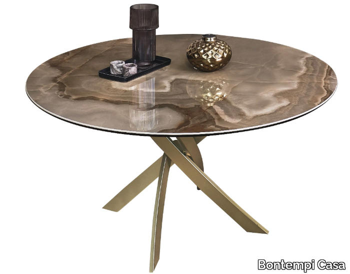 BARONE - Steel and SuperMarble dining table _ Bontempi Casa