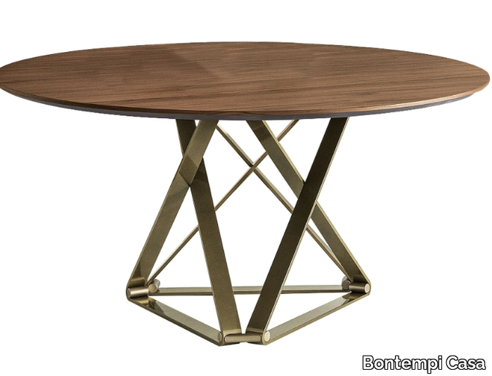 DELTA - Round steel and wood dining table _ Bontempi Casa