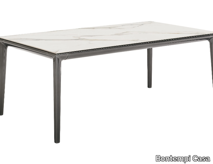 DUKE - Extending rectangular steel and SuperMarble table _ Bontempi Casa