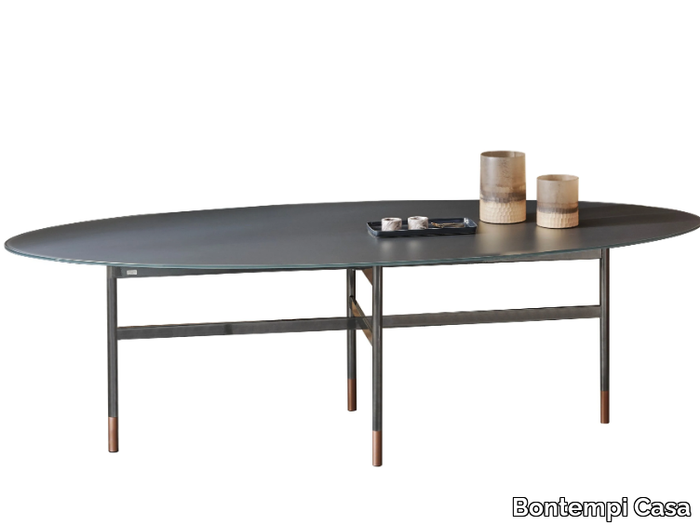 GLAMOUR - Oval crystal and steel dining table _ Bontempi Casa