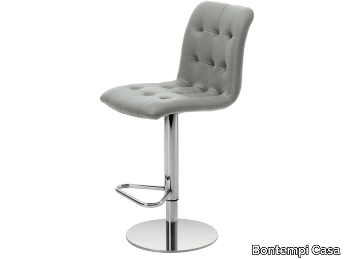 KUGA - Leather stool height-adjustable with back _ Bontempi Casa