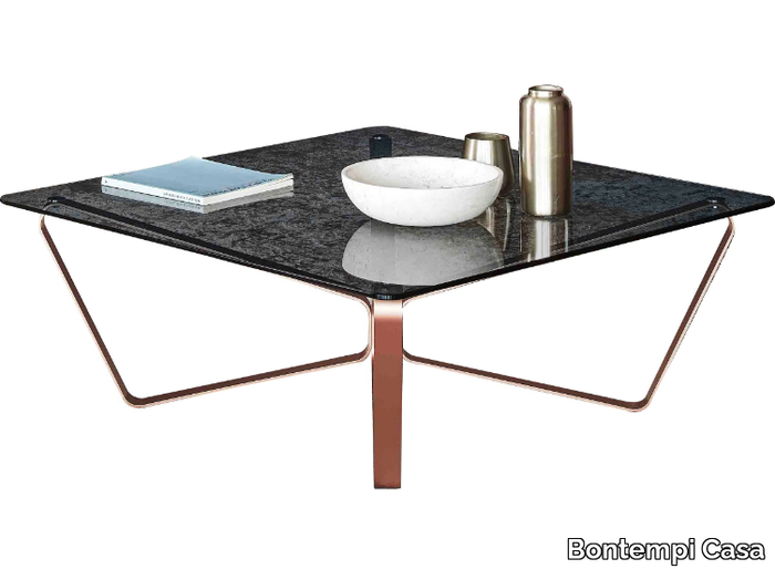 LOOP - Low crystal and steel coffee table _ Bontempi Casa