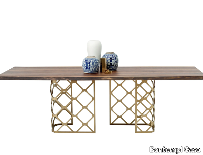 MAJESTY - Steel and wood dining table _ Bontempi Casa