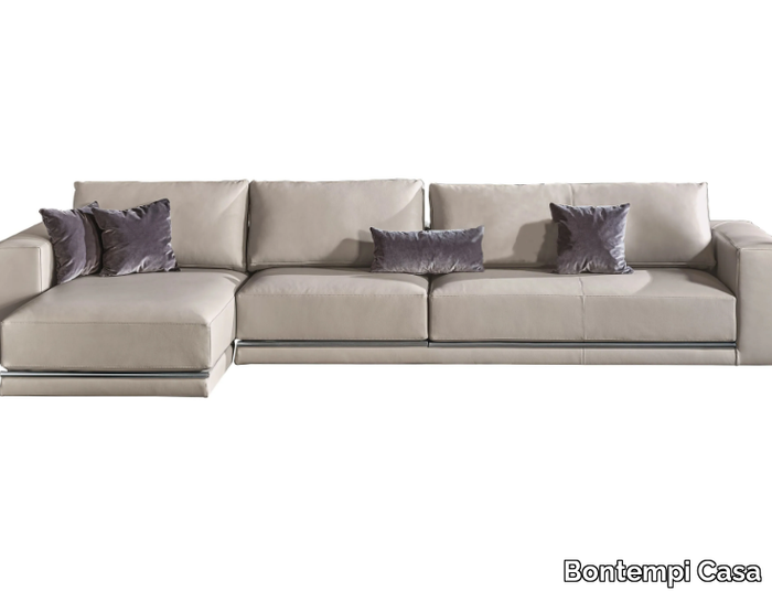 PITAGORA - Modular leather sofa with chaise longue _ Bontempi Casa