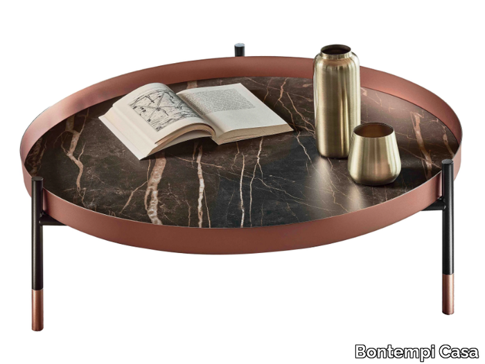 PLANET - Low steel coffee table with SuperMarble top _ Bontempi Casa