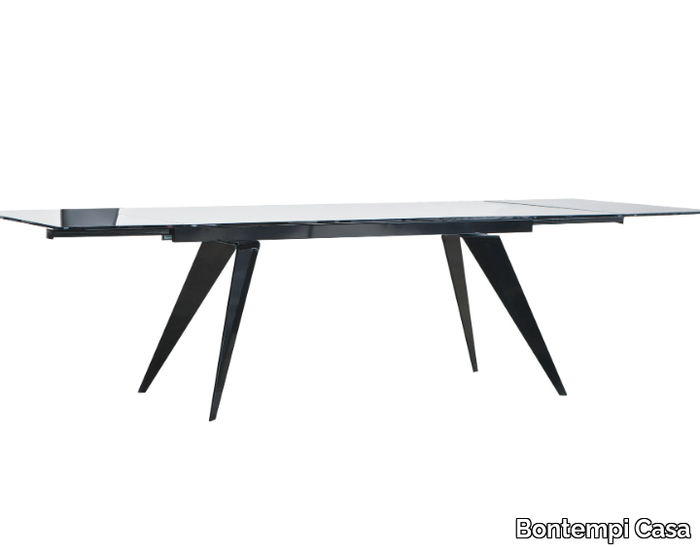 RAMOS - Extending crystal and steel dining table _ Bontempi Casa