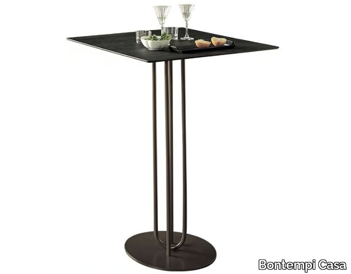 RAIL - Square steel and wood high table _ Bontempi Casa