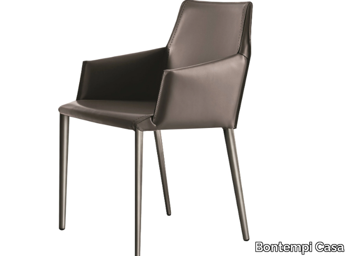 SALLY - Tanned leather chair with armrests _ Bontempi Casa