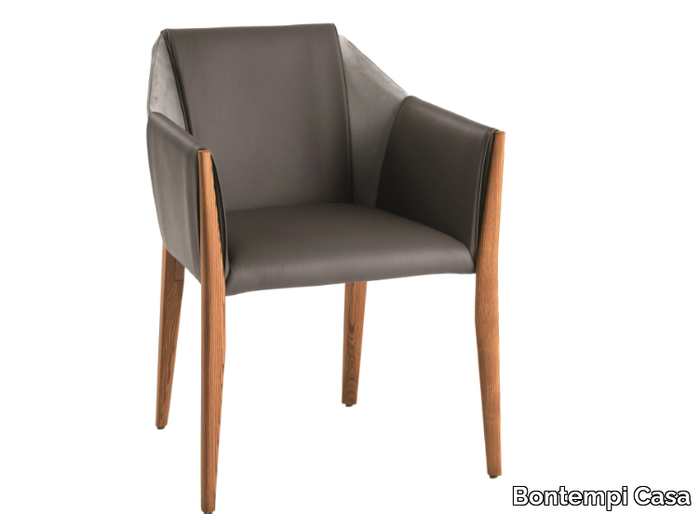 SVEVA - Leather chair with armrests _ Bontempi Casa