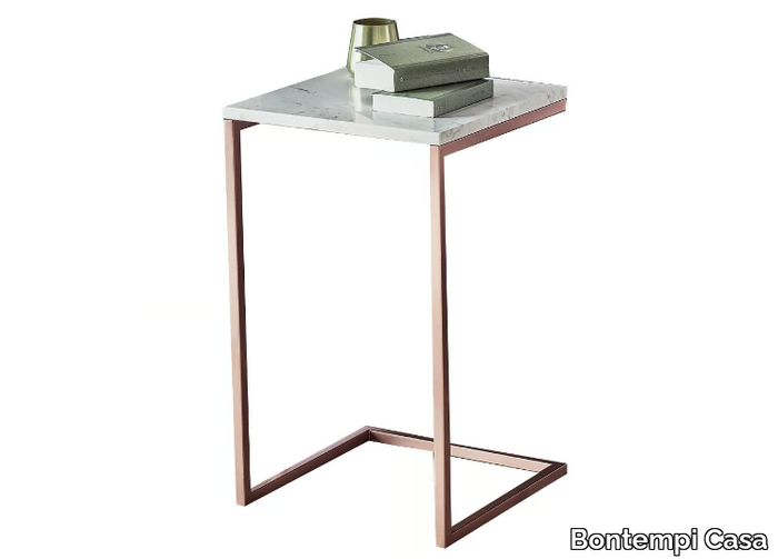 TOWER - Steel side table with SuperMarble top _ Bontempi Casa