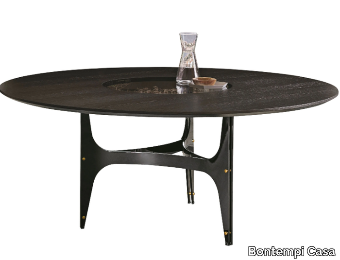 UNIVERSE - Round steel and wood dining table _ Bontempi Casa