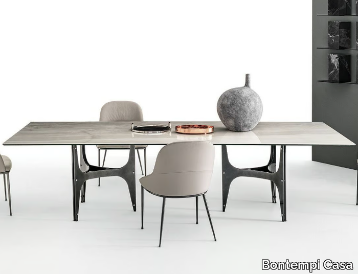 UNIVERSE - Rectangular steel and SuperMarble dining table _ Bontempi Casa